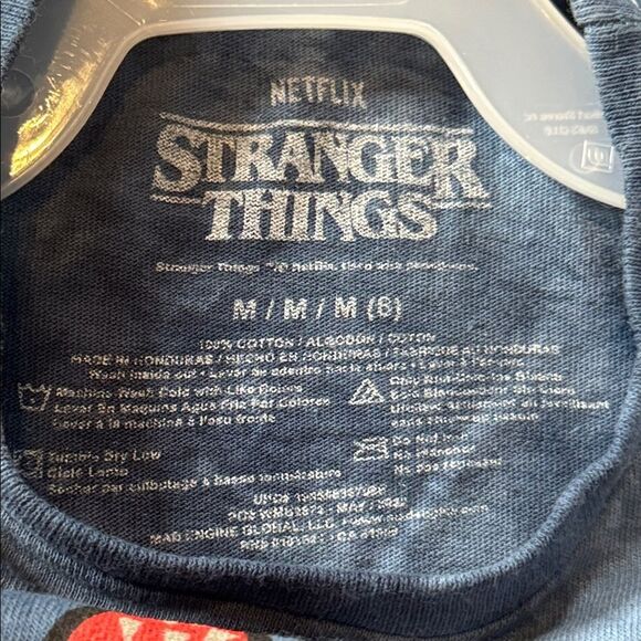Netflix Stranger Things Kids Unisex Blue Tie-Dye T-Shirt Size M 8 NEW - Picture 2 of 6